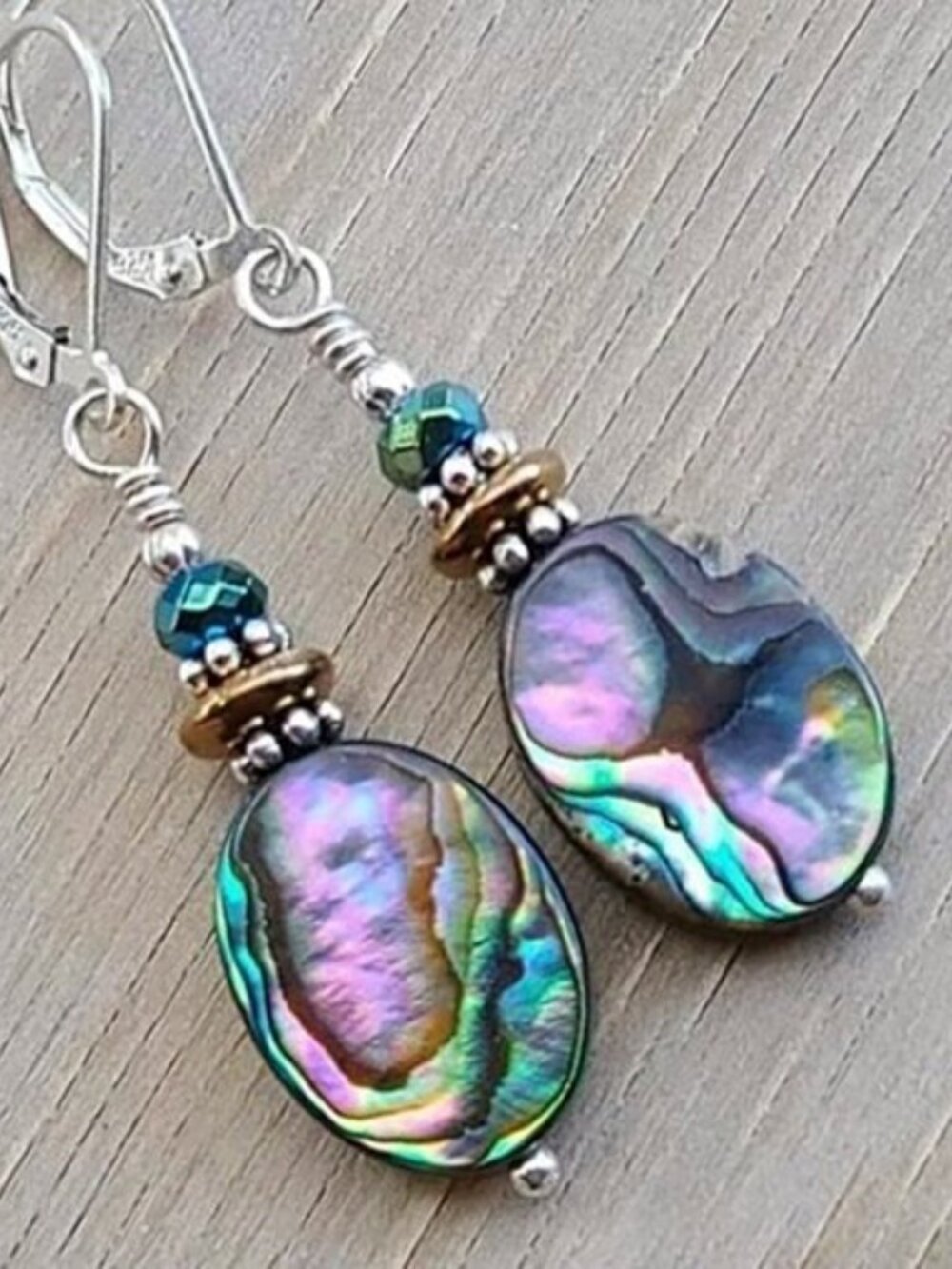 Abalone Earrings With Sterling Silver Leverback Earwires